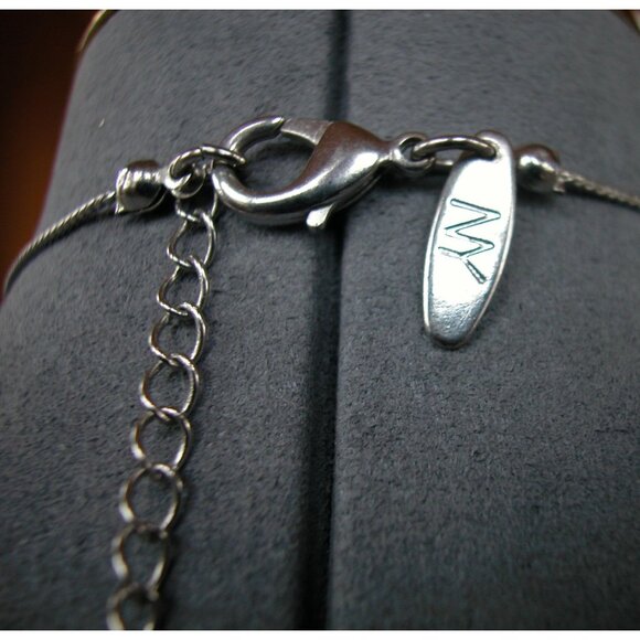 Silver & Pink Flower Pendant Necklace By NY 18" Chain 3" Extension - Picture 3 of 4